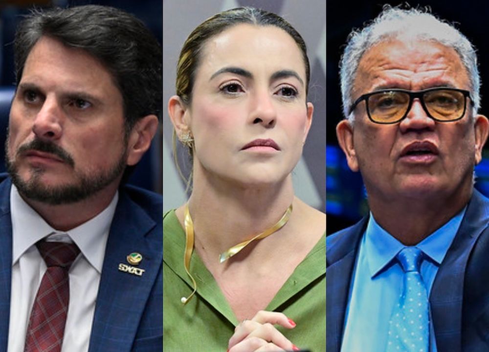 Marcos do Val (esq.), Soraya Thronicke (centro) e Sérgio Petecão (dir.) tem cenário complicado em pesquisas para reeleição | Waldemir Barreto/Agência Senado
