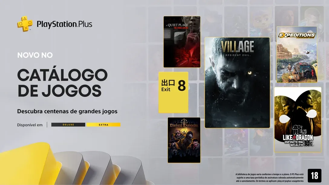 PS Plus Extra e Deluxe de janeiro recebem 9 jogos, incluindo Resident Evil Village e Like a Dragon PS Plus Extra e Deluxe de janeiro recebem 9 jogos, incluindo Resident Evil Village e Like a Dragon