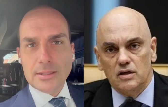 Eduardo Bolsonaro provocou o ministro Alexandre de Moraes | Reprodução/Instagram - Ton Molina/STF