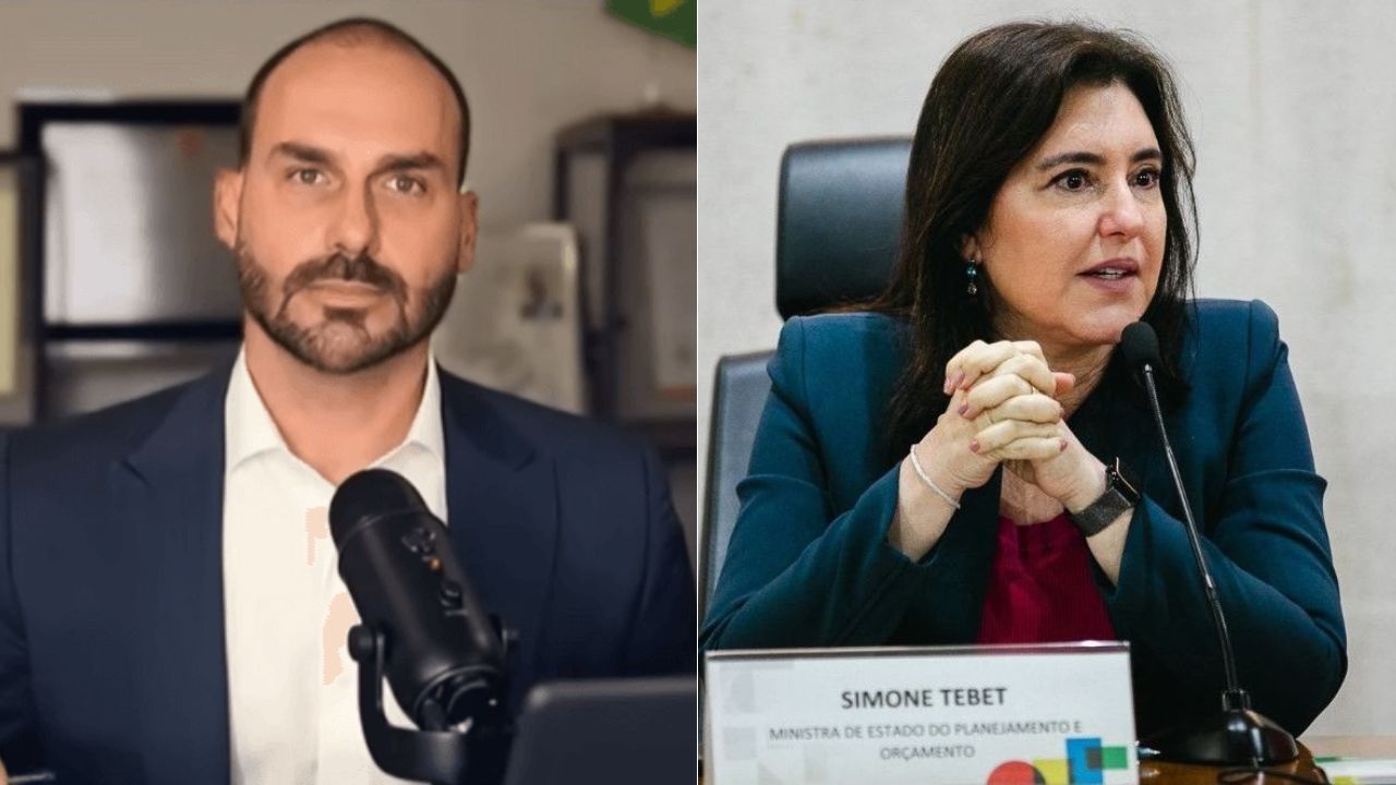 Eduardo Bolsonaro e Simone Tebet | SBT News e divulgação
