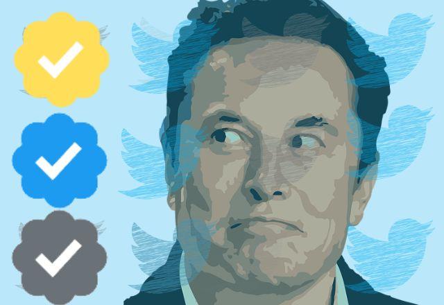 elon musk olhando para os novos selos do twitter