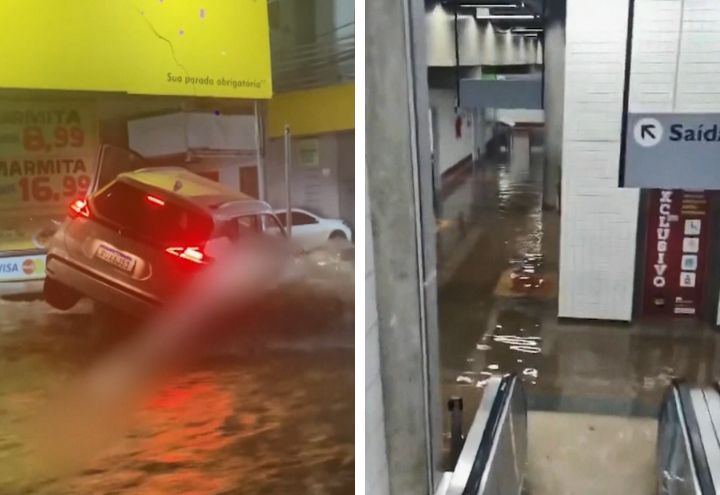 Fortes chuvas no DF atingem hospital e estação de metrô 