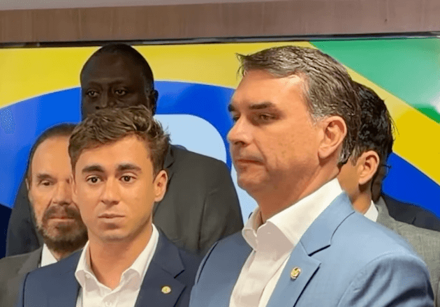 O deputado federal Nikolas Ferreira e o senador Flávio Bolsonaro | Reprodução/Instagram