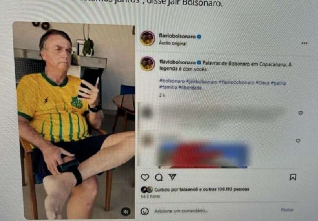 Flávio Bolsonaro apagou publicação com recado do pai | Reprodução