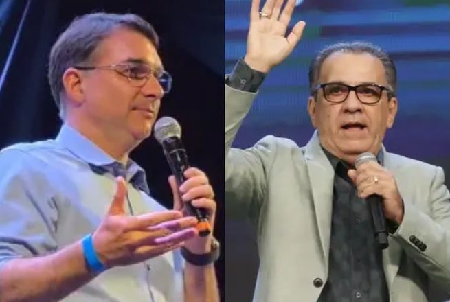 O senador Flávio Bolsonaro e o pastor Silas Malafaia | Reprodução