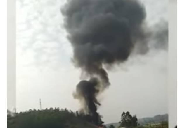 fumaça de queda de avião em Piracicaba