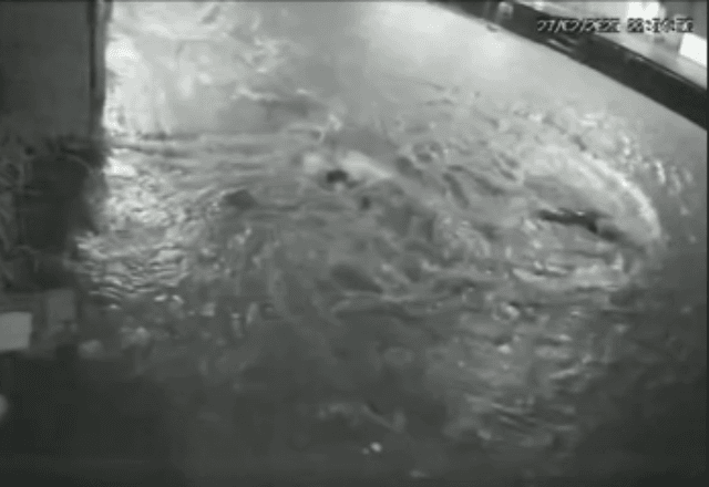 Garota estava tomando um banho de chuva quando caiu no bueiro / Reprodução