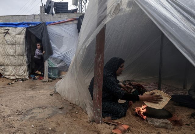 Palestinos desabrigados procuram por comida e lutam por sobrevivência | Reprodução