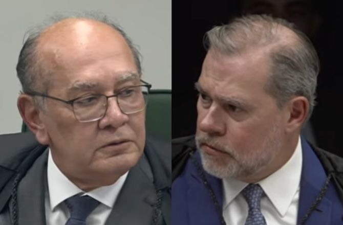 Os ministros Gilmar Mendes e Dias Toffoli durante a sessão da Segunda Turma do STF | Reprodução/YouTube