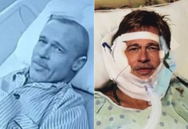 Fotos foram manipuladas para mostrar "Brad Pitt" em leito de hospital | Reprodução