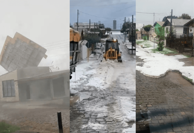 Tempestade com granizo e ventos fortes destelham casas e provocam estragos no Sul do país | Reprodução
