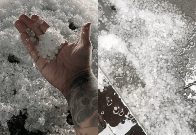Moradores fizeram registros da chuva de granizo no ABC Paulista | Reprodução Redes Sociais