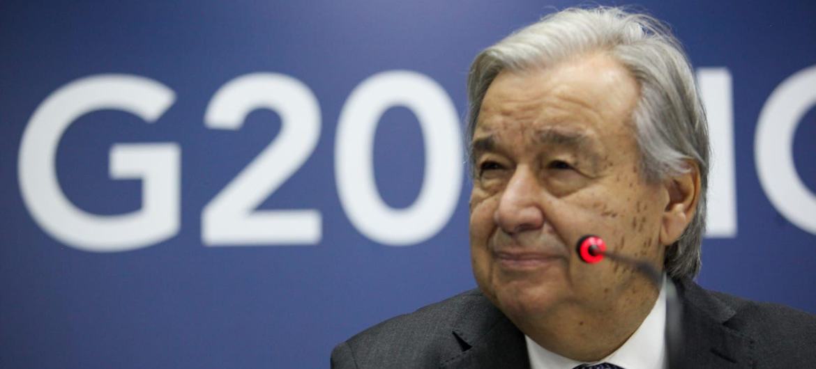 O secretário-Geral da ONU, António Guterres, defendeu que países do G20 usquem paz para crises em Gaza, Líbano, Sudão e Ucrânia | Gustavo Stephan/ONU