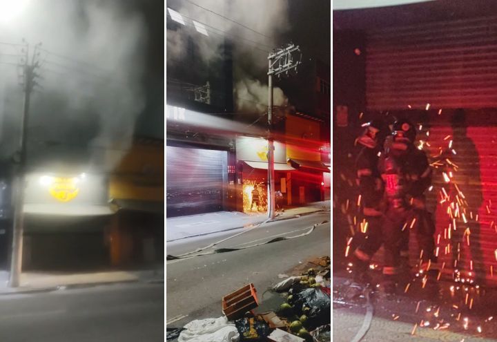 Incêndio destrói quatro lojas de galeria no Brás, no centro de SP