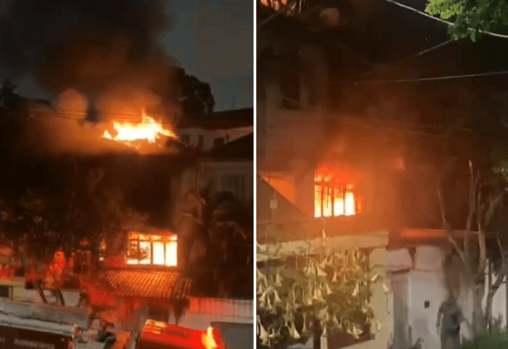 Incêndio atinge casa, explode munições e bombeiro fica ferido Incêndio atinge casa, explode munições e bombeiro fica ferido