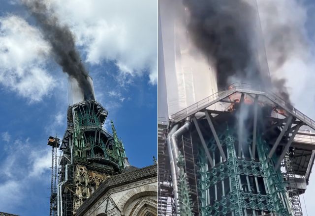 Incêndio atinge Catedral de Notre-Dame de Rouen, na França; veja vídeos Incêndio atinge Catedral de Notre-Dame de Rouen, na França; veja vídeos