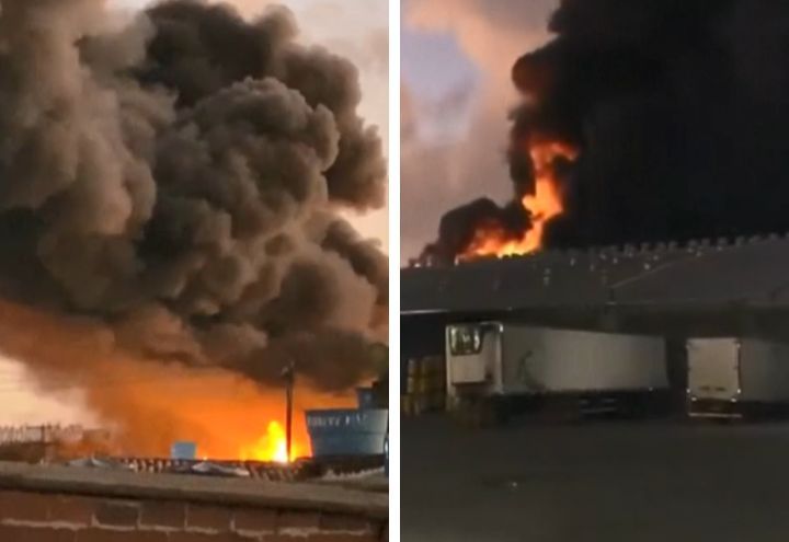 Incêndio atinge fábrica de colchões em Olinda (PE)