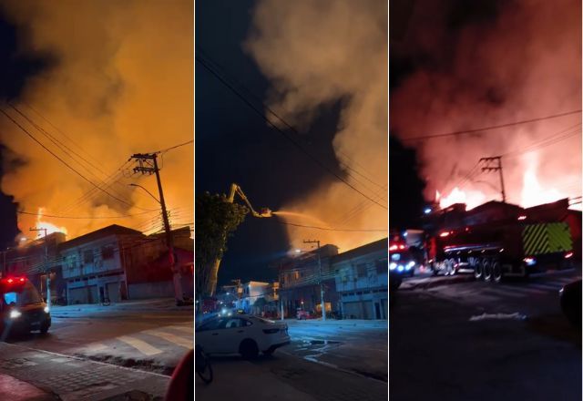 Incêndio em madeireira começou na noite de segunda-feira (2) | Reprodução/Redes sociais