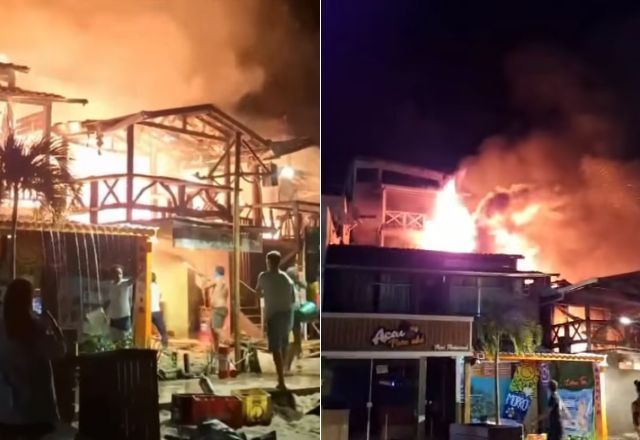 Incêndio em Morro de São Paulo (BA) foi combatido por populares | Reprodução