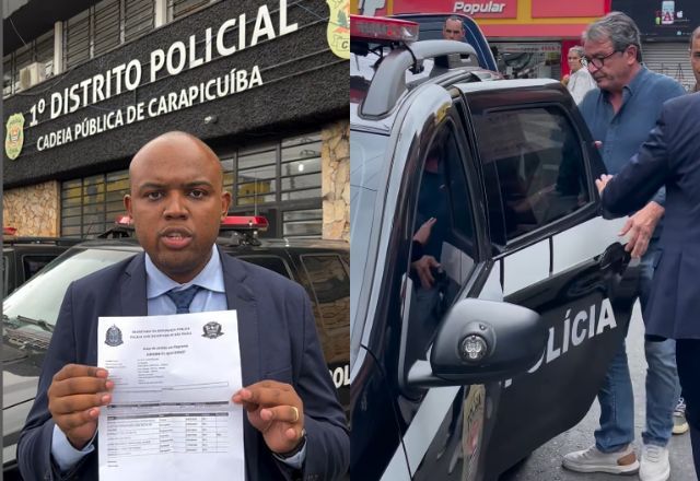 Em Carapicuíba, vereador Bruno Marino (Podemos) dá voz de prisão e registra boletim de ocorrência contra injúria racial de João Naves (PSD) | Foto: Montagem/Redes Sociais