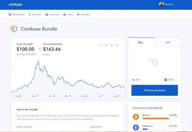interface da plataforma de negociacao de criptomoeda coinbase