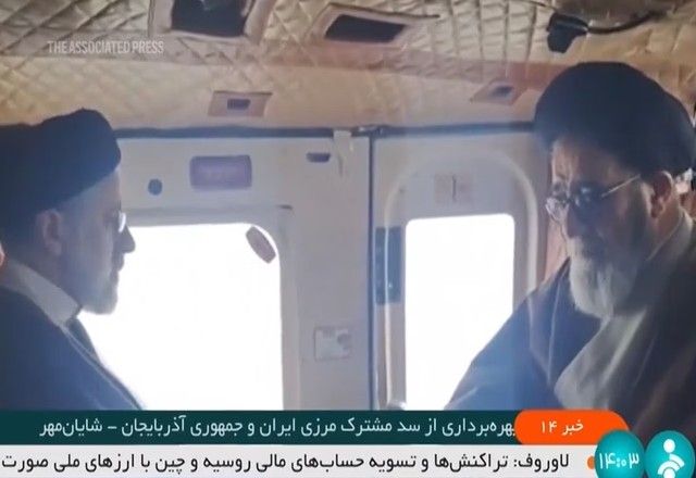 Imagens do presidente do Irã no helicóptero foram divulgadas pela TV estatal do país | Reprodução