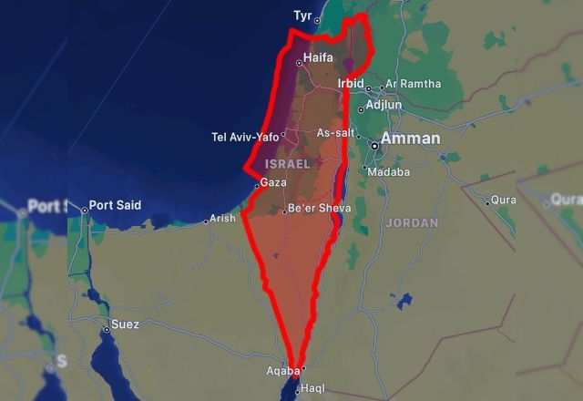 Mapa de Israel que estaria sob ataque | Reprodução/Força de Defesa de Israel