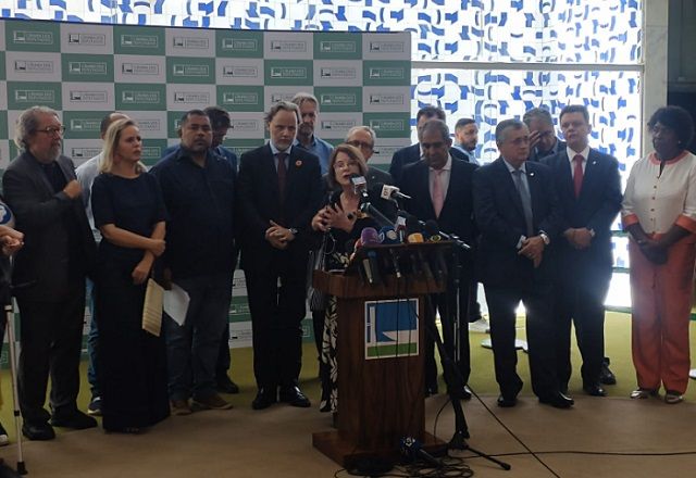 Lançamento do manifesto em defesa do Estado Democrático de Direito, no Salão Verde da Câmara dos Deputados (Guilherme Resck/SBT News)
