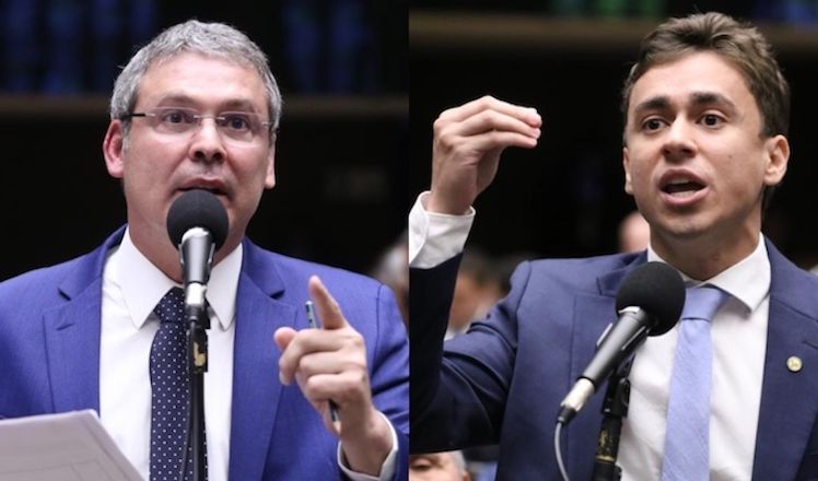 Os deputados Lindbergh Farias (esq.) e Nikolas Ferreira (dir.) | Kayo Magalhães/Câmara dos Deputados 