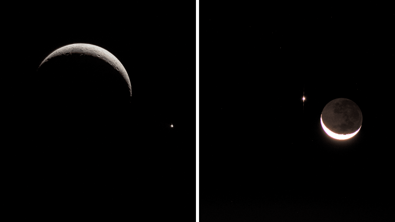 Lua e Vênus apareceram lado a lado no céu | Reprodução Renzo Dias/ Observatório Didático de Astronomia da Unesp