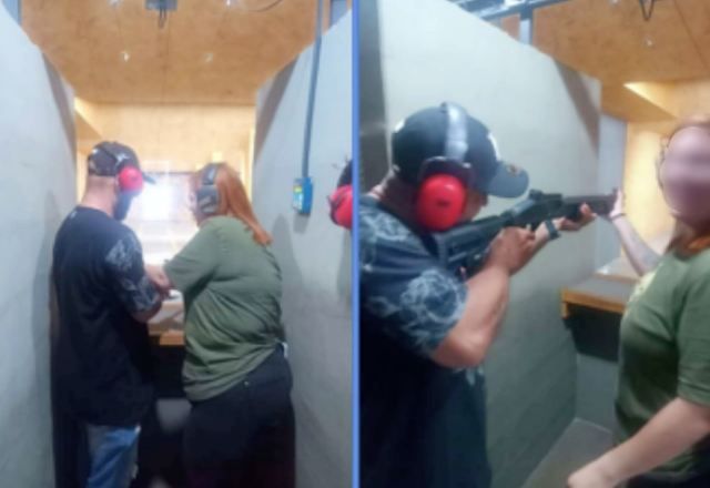 Imagem que PF recuperou em celular de Lucas Lima, com arma. (Crédito: Reprodução/JFMG) 
