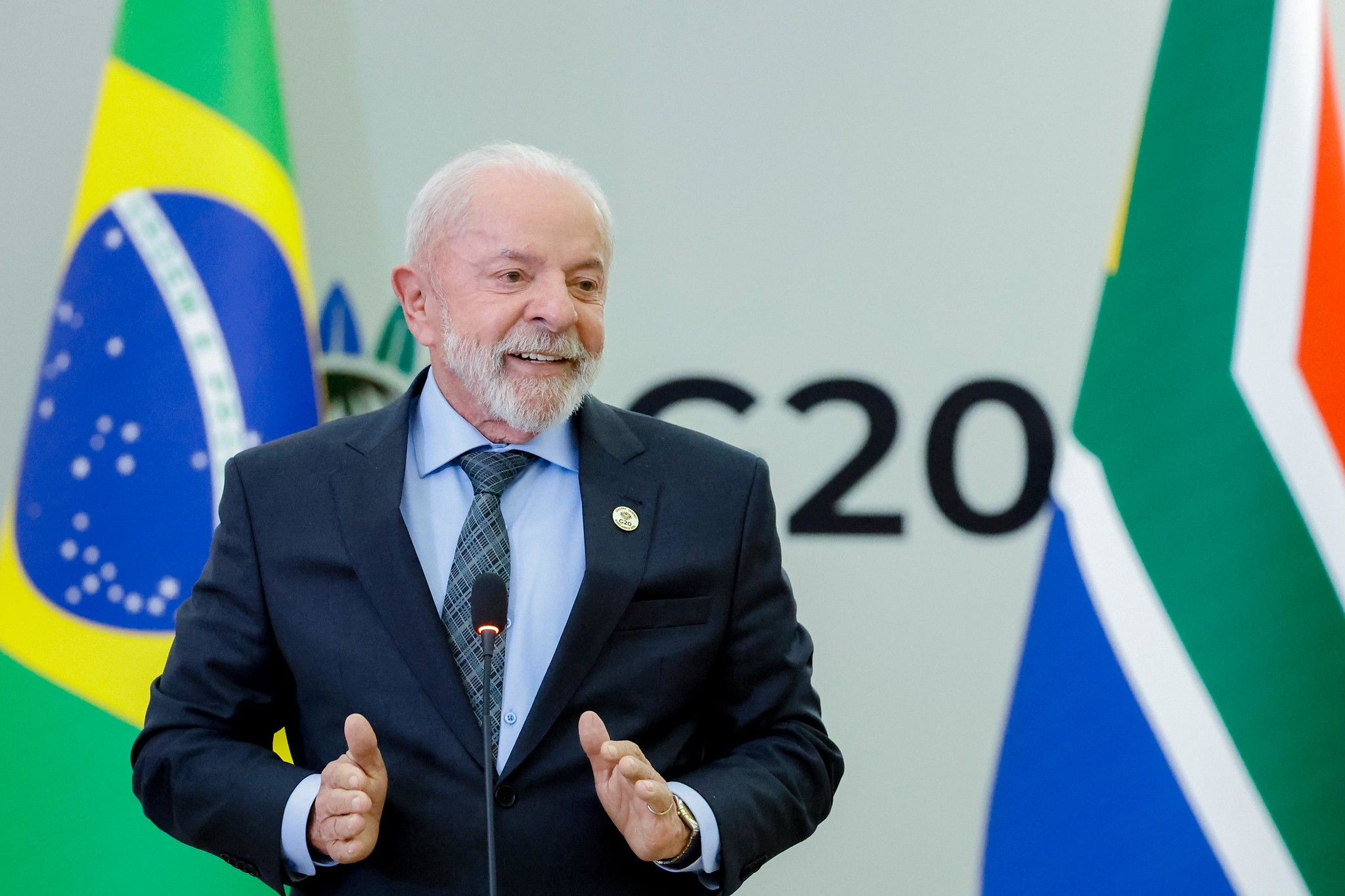 Lula durante entrevista coletiva concedida à imprensa em Joanesburgo | Ricardo Stuckert/PR