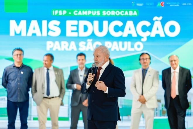 O presidente Lula durante visita ao novo prédio do Campus Sorocaba do Instituto Federal de São Paulo (IFSP) | Ricardo Stuckert/PR