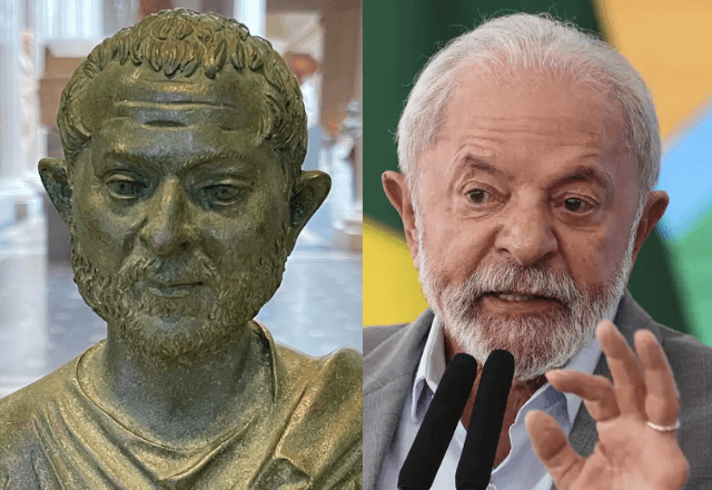 Estátua de romano parecida com Lula viraliza e diverte brasileiros nas redes | Foto: Reprodução/Instagram/@decimusclaudius e Marcelo Camargo/Agência Brasil