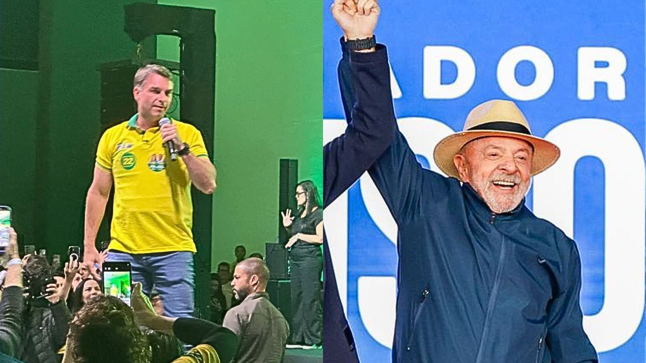 Lula (PT) e Flávio Bolsonaro (PL) fazem campanha em Santa Catarina. | Divulgação/Flickr Lula/Ricardo Stuckert --  Reprodução/SCC10