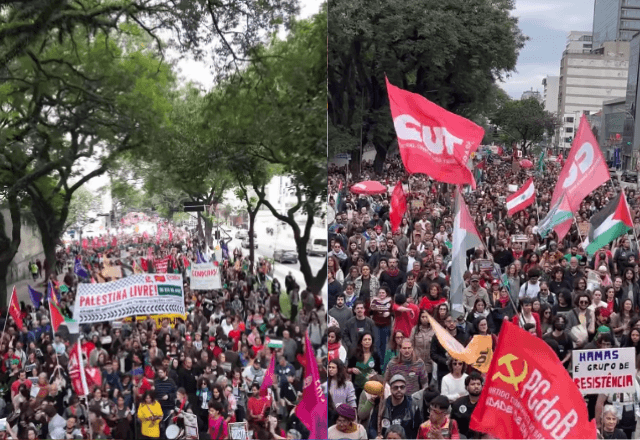 Manifestante Pró Palestina sem reúnem em ato | Foto: reprodução/redes sociais