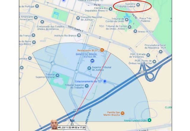 PF reuniu mapa de localização de militares golpistas que monitoravam Alexandre Moraes. (Crédito: Reprodução)