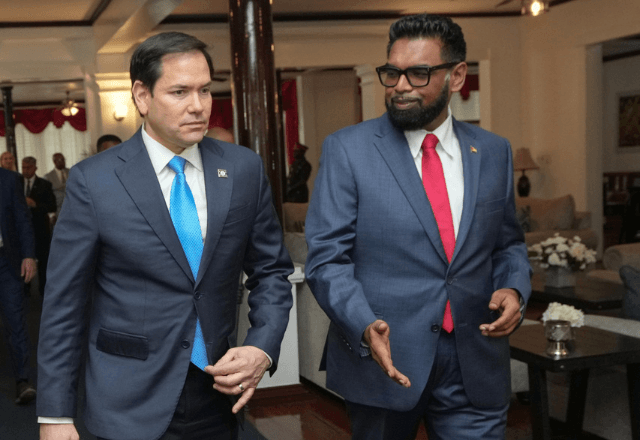 Secretário de Estado dos Estados Unidos, Marco Rubio, em visita à Guiana | Reprodução X