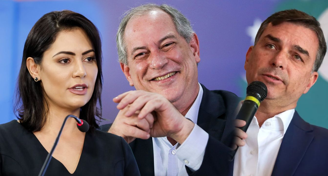 Michelle Bolsonaro, Ciro Gomes e Flávio Bolsonaro | Thiago Fontenele/SBT News