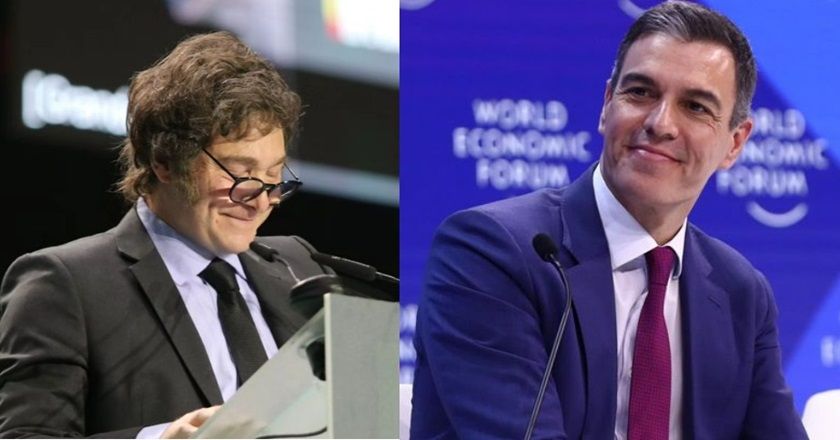 Javier Milei e Pedro Sanchéz em crise diplomática Argentina x Espanha. | Divulgação