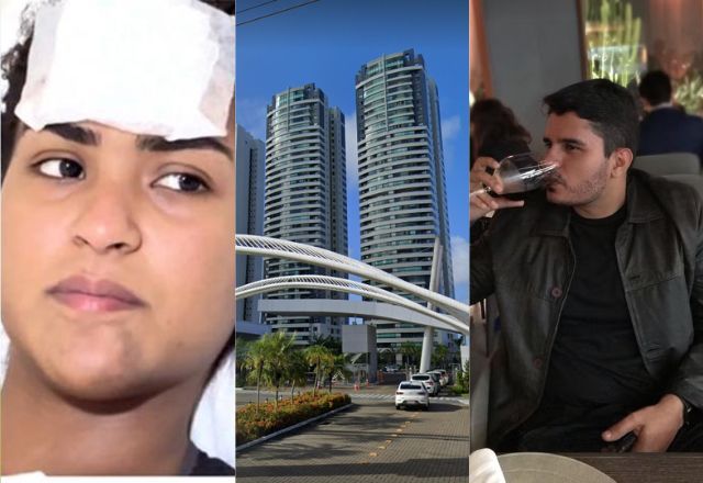 Mulher se jogou de prédio para fugir de agressões do namorado | Montagem/TV Aratu, Google Street View e Reprodução