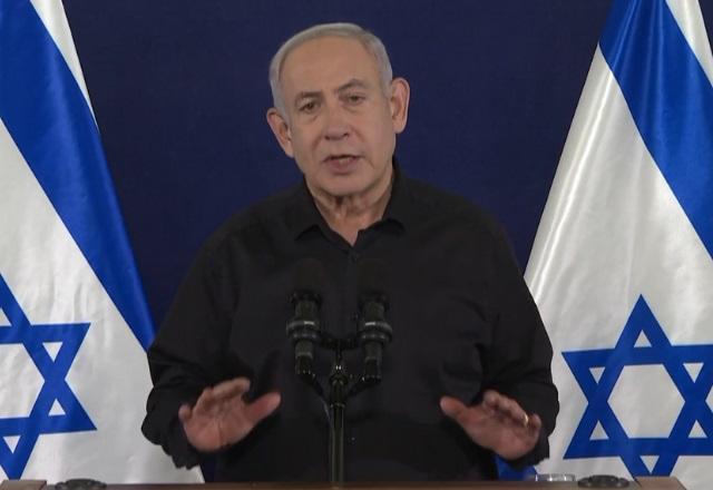Benjamin Netanyahu, presidente de Israel, discursando | Reprodução/Redes sociais