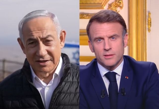 Netanyahu e Emmanuel Macron | Reprodução