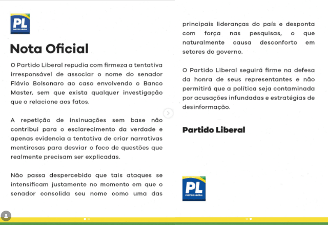 PL reage a “BolsoMaster” e diz que desempenho de Flávio Bolsonaro causa desconforto no governo