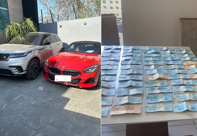 Carros de luxo e dinheiro em espécie foram apreendidos durante a operação | Reprodução/PF