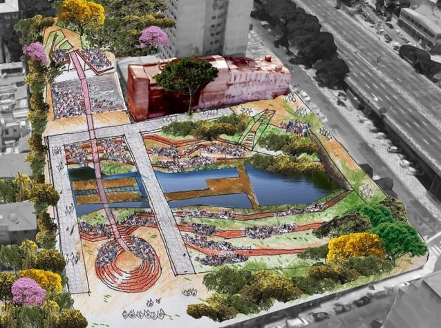 Projeto do Parque do Rio Bixiga, na região central de São Paulo. | Reprodução/Prefeitura de São Paulo