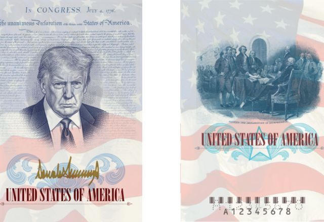EUA lançam passaportes comemorativos com o rosto de Trump EUA lançam passaportes comemorativos com o rosto de Trump