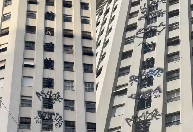 Oito pessoas são presas após picharem um prédio e não conseguirem descer em SP | Reprodução