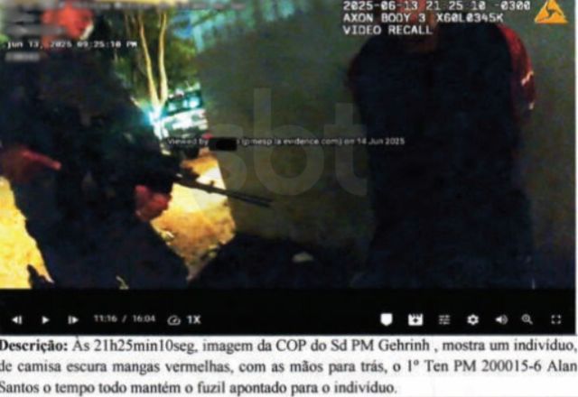 Corregedoria descreve imagens da câmeras corporais dos militares | Reprodução