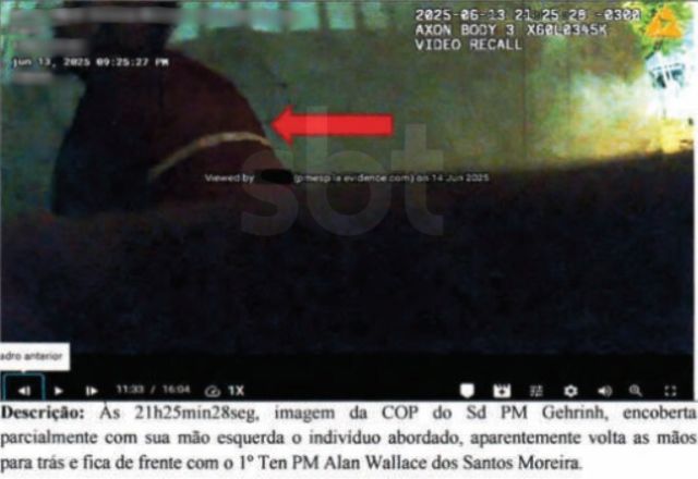 Corregedoria descreve imagens da câmeras corporais dos militares | Reprodução